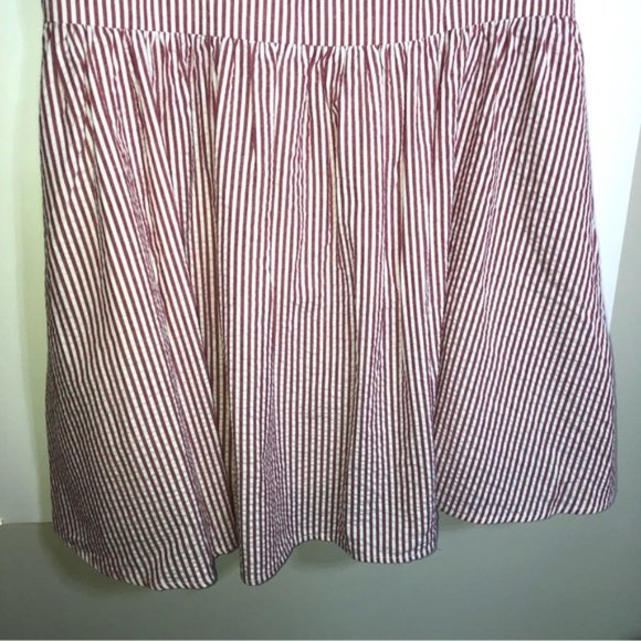 Kiel James Patrick Dress Red White Stripe Lined Back Zip 14 Seersucker Pockets - Picture 8 of 12